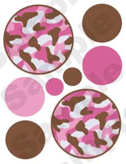 PINK BROWN CAMO BABY NURSERY WALL BORDER STICKERS DECAL  