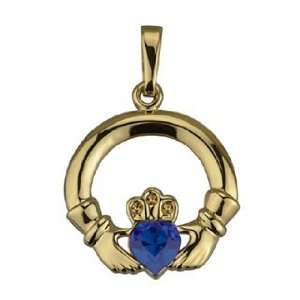   Gold Plated Claddagh Birthstone Necklace   September   Made in Ireland