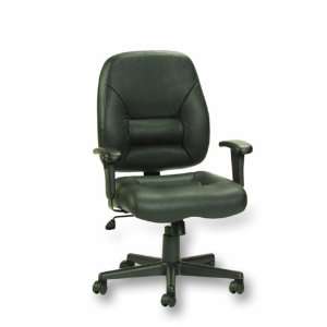   Tuscany Multifunction Mid Back Chair, Black Leather