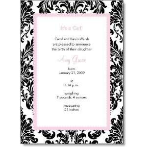  Black And White Toile With Pink Scallop Border Invitations 