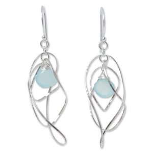  Chalcedony chandelier earrings, Early Blue Jewelry