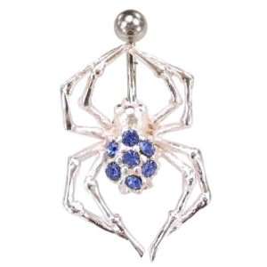  Blue Crystal Spider Steel Barbell Body Jewelry Piercing Jewelry