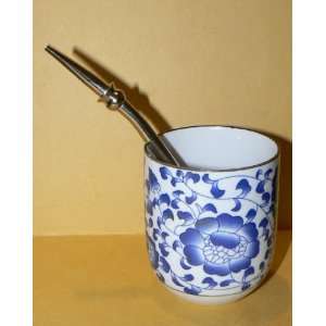  Ceramic Mate Cup and Bombilla (metal sieve) for drinking 