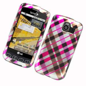LG Optimus V   Cell Phone Faceplates Cover Pink Plaid  