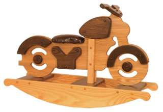 Unique Kids Rocking Toy Motorcycle Wooden Solid Oak Wood Amish Toddler 