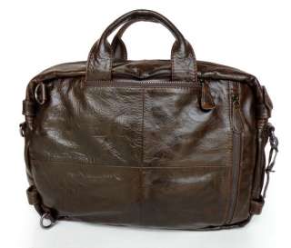 Genuine Leather Mens Chocolate Laptop Bag Backpack DHL  
