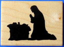 Manger Scene Nativity Silhouette mounted rubber stamp #13  