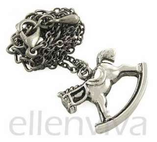   Rocking Horse Necklace Fashion Jewelry Chrome Silver Tone ne655gh