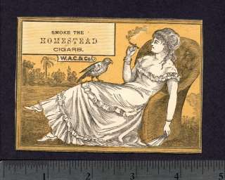 Smoke Homestead Cigars W.A.C. & Co Lady ? 1870s ? card  