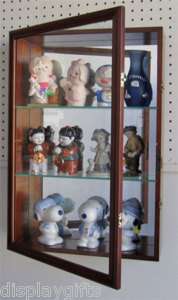Figurine Display Case Cabinet, Solid wood, glass door  