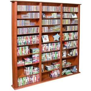  The COLOSSUS CD/DVD/VHS Floor Rack in Cherry Finish 