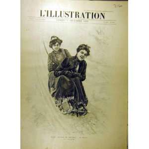    1903 Sport DHiver Norvege Kjoelke Sled Girls Snow