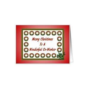  Christmas For Co Worker Wreath Holly Evergreen Card 