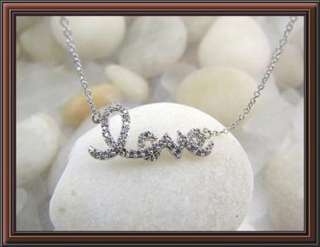 925 Sterling Silver Cubic Zirconia Lovely Love Letter Necklace  