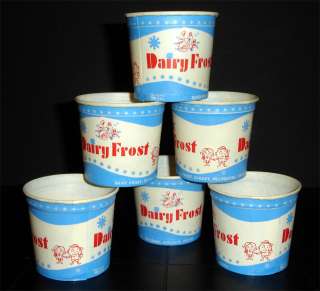 LOT OF 6 VINTAGE 1970s WAX ICE CREAM DIXIE CUPS DAIRY FROST  