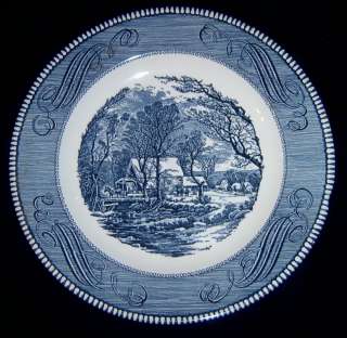 Royal China Blue Currier & Ives Dinner Plate  