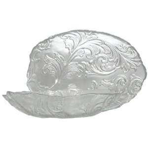  Clear Glass Ornate French Lily Design Large Oval Bowl 12 