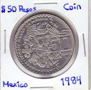 Mexico $ 50 Pesos Templo Mayor de Mexico 1984 Brilliant Super Coin 