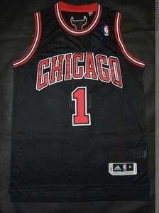 Derrick Rose #1 Rev30 Authentic Road NBA Chicago Bulls Black Away 