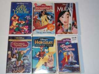 Lot 6 Walt Disney Kids Childrens Movies VHS Clamshell Cases Mulan 
