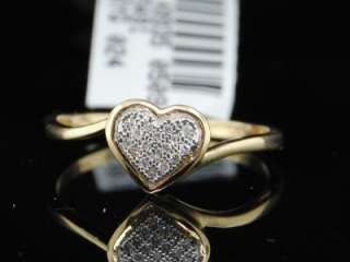 LADIES YELLOW GOLD DIAMOND HEART LOVE ENGAGEMENT RING  