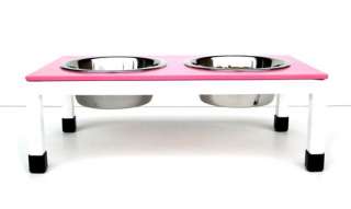 Double Elevated Raised DOG FEEDER dish Pink Green Black  