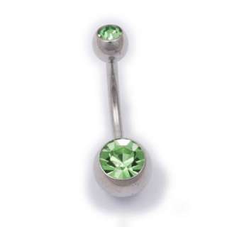   14G double eweled surgical steel piercing belly navel ring  