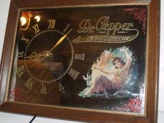 Vintage Dr Pepper Mirror Plug in Electric Clock New Motor  