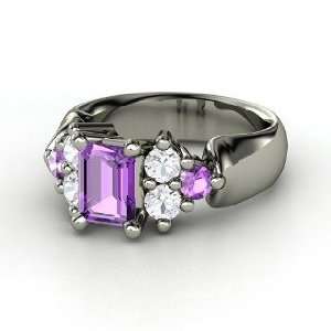  Astrid Ring, Emerald Cut Amethyst Sterling Silver Ring 