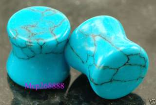 Pair 00g Stone Turquoise Flare Ear Plug Body Jewelry  