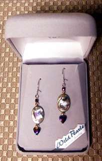 STORRS JEWELRY ABALONE HEART HYPO ALLERGENIC EARRINGS NEW WILD PEARLE 