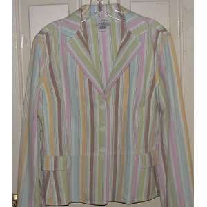 Ann Taylor Loft Pastel Striped Jacket  Sz 14  Cotton w/Spandex,