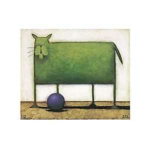  Green Cat With Ball By Daniel Kessler Highest Quality Art 