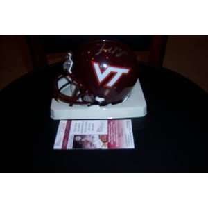 Frank Beamer Virginia Tech Jsa/coa Signed Mini Helmet   Sports 