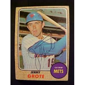  Jerry Grote New York Mets #582 1968 Topps Autographed 