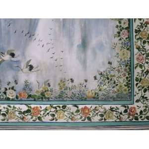 Detail of the Finely Painted Walls in One of the Bedroom Suites, the 
