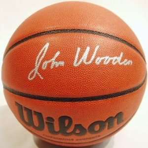 John Wooden Signed Basketball   NCAA