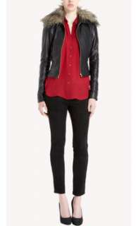 Agence Faux Fur Collar Leather Jacket