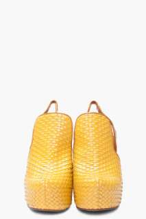 Jeffrey Campbell Mustard Woven Leather Wedges for women  