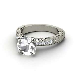  Megan Ring, Round Rock Crystal 14K White Gold Ring with 