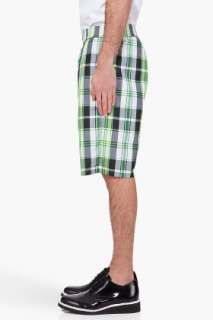 Raf Simons Green Plaid Shorts for men  