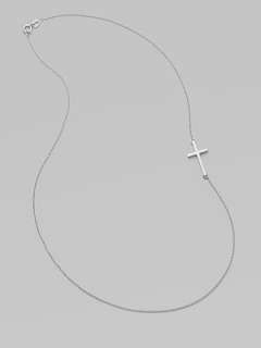 Mizuki   14K White Gold Side Cross Necklace    