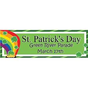 Shamrocks and Rainbows Personalized St. Patricks Day Banner 18 Inch x 