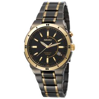 Seiko Mens SKA366 Kinetic Automatic Date 100M Black Ion Plated 