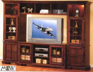 Merlot Oak TV Entertainment Stand Console W/ Cabinets  