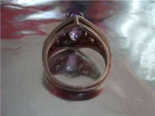 Estate Vintage Genuine Amethyst Sterling Silver Filigree Ring