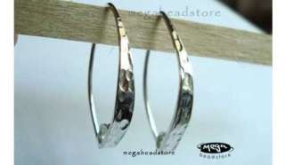 Hammered Modern Long Ear wires 925 STERLING SILVER Earwire Earring 