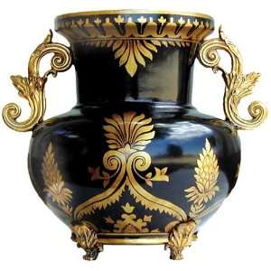   flower vase   black and gold design   porcelain body
