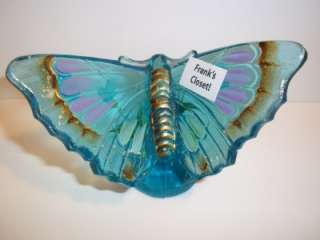 Fenton Glass BLUE LAGOON HP BUTTERFLY Figurine  Exclusive Franks 