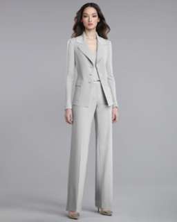 St. John Collection Double Faced Crepe Jacket, Ultra Fine Rib Knit 